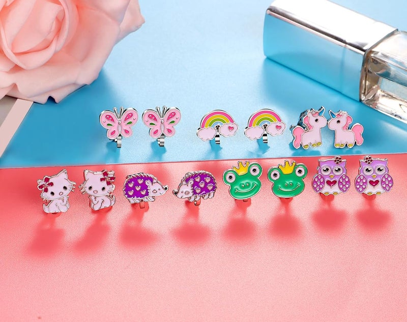 SYNLIN 20 Pairs Kids Clip-on Earrings - Cute Animal Designs, Non-Pierced for Girls - Image 2